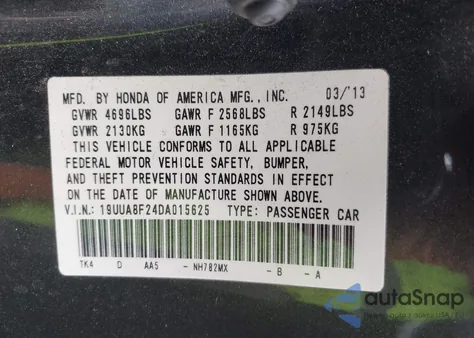 2013 Acura Tl 3.5 from USA, damaged, VIN 19UUA8F24DA015625